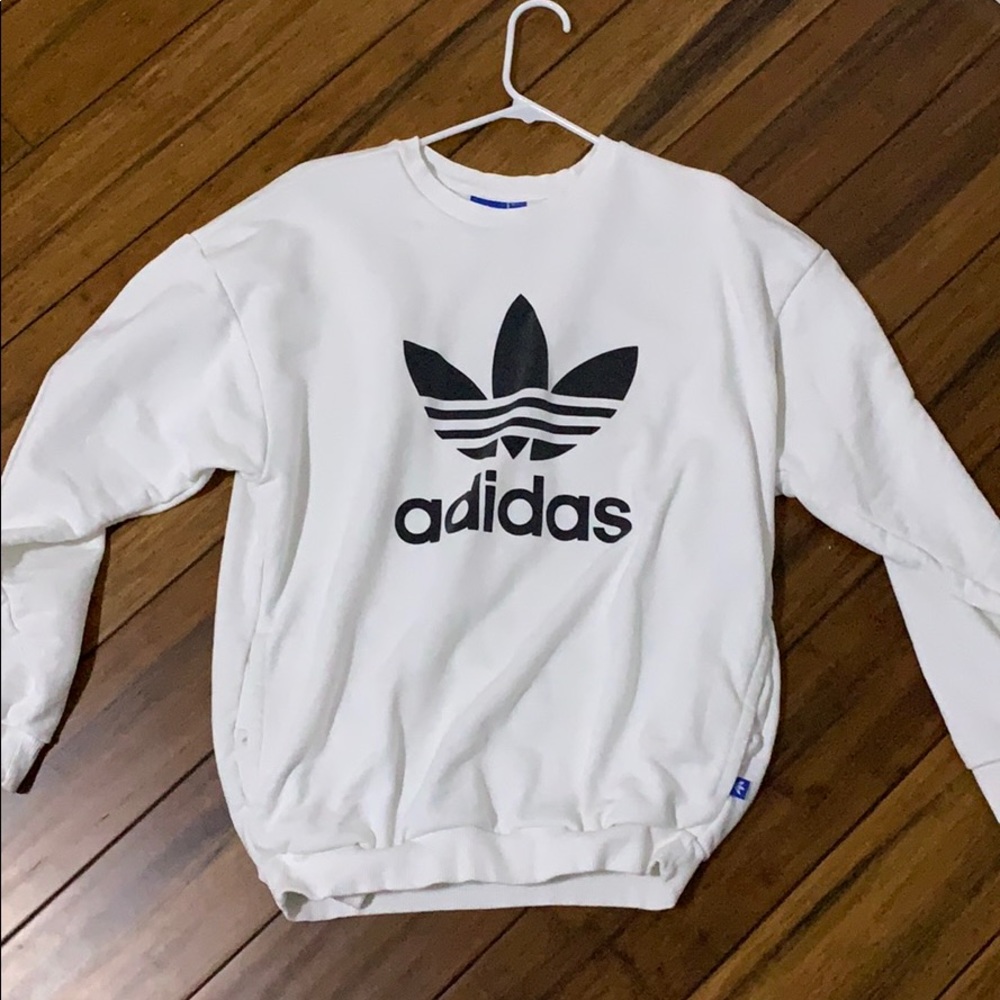 Adidas white crewneck